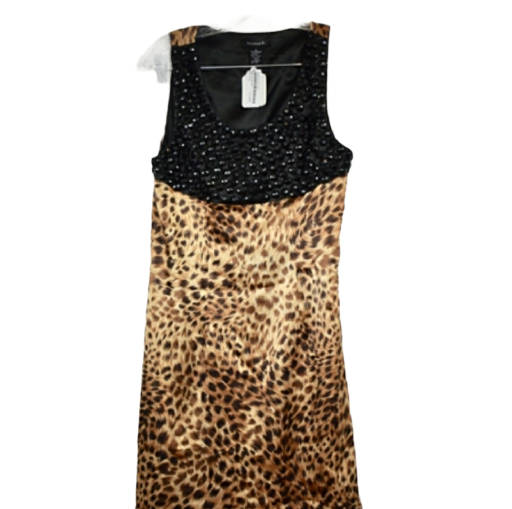 Women's Better B. Beaded and Satin Leopard Dress M